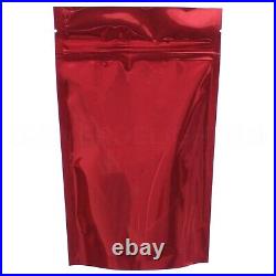 Glossy Red Stand-Up Barrier Pouches Resealable Bags Retail Packaging