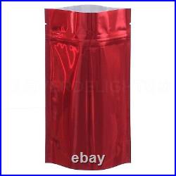 Glossy Red Stand-Up Barrier Pouches Resealable Bags Retail Packaging